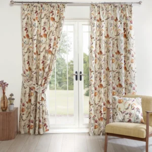 Grace Floral Butterflies Trail Pencil Pleat Lined Curtains - Multi