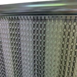 Higoshi Grey & Silver Double Hook Alu Chain Door Curtain Fly Screen 120 x 210cm - Matching Rail