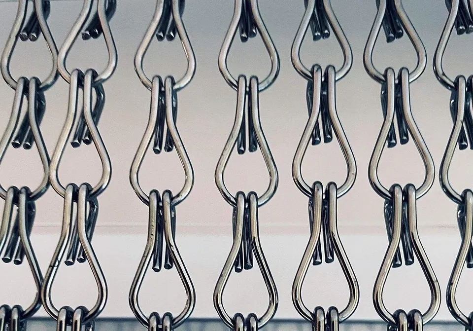 Higoshi Grey Double Hook Alu Chain Door Curtain Fly Screen 120 x 210cm - Matching Rail - Image 2