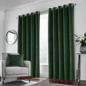 Hamilton Blackout Velvet Eyelet Curtains - Green