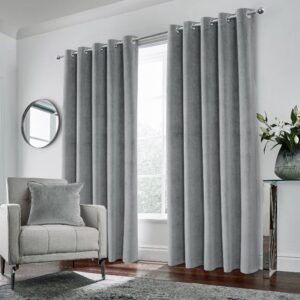 Hamilton Blackout Velvet Eyelet Curtains - Grey