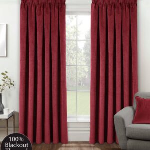 Alternative view of Orford Blackout Pencil Pleat Curtains - Red