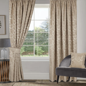 Buckingham Jacquard Damask Lined Pencil Pleat Curtains - Natural
