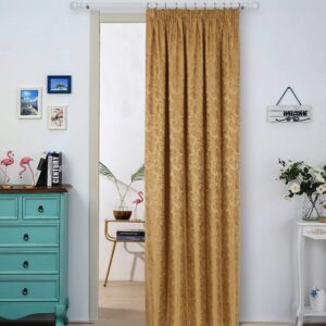 Alternative view of Buckingham Jacquard Damask Lined Pencil Pleat Curtains - Gold