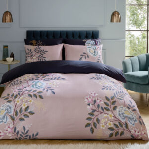 Sara Miller Oriental Blossom Bedding Set - Navy/Light Mink