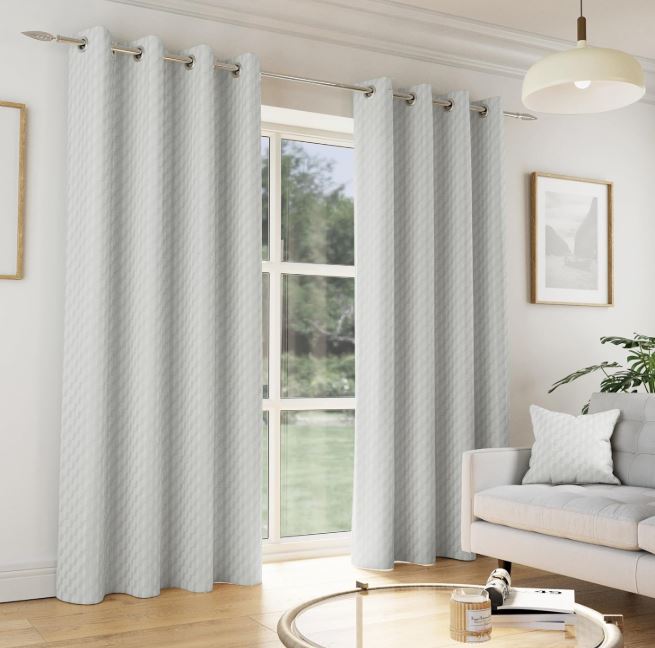 Tokyo Velvet Embossed Readymade Eyelet Curtains In Grey
