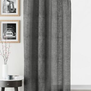 Alternative view of Rhodes Linen Look Slot Top Voile Panels - Charcoal