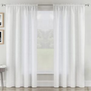 Rhodes Linen Look Slot Top Voile Panels - White