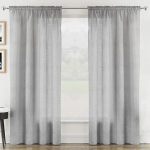 Rhodes Linen Look Slot Top Voile Panels - Silver