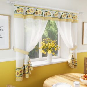 Keswick Window Set with Matching Tie Backs - Yellow and White