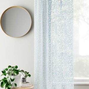 Alternative view of Hazel Trailing Floral Voile Slot Top Curtain Panels - Blue