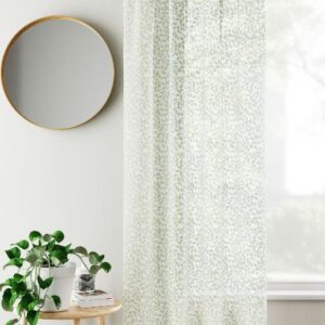 Alternative view of Hazel Trailing Floral Voile Slot Top Curtain Panels - Green