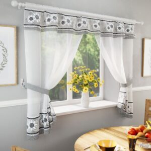 Keswick Window Set with Matching Tie Backs - Black and White
