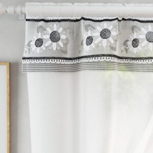 Alternative view of Keswick Window Set with Matching Tie Backs - Black and White