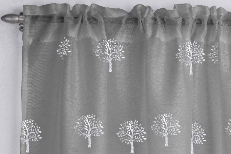 Birch Shimmery Metalic Slot Top Voile Panel - Grey - Image 4
