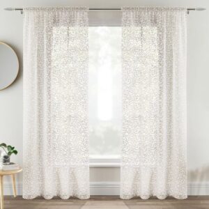 Hazel Trailing Floral Voile Slot Top Curtain Panels - Natural