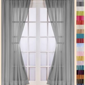Pair (2) Plain Voile Slot Top Panels - 16 Colours