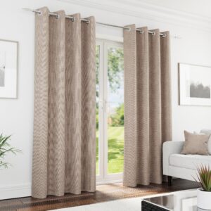 Knightsbridge Chenille Blackout Readymade Eyelet Curtains - Sand