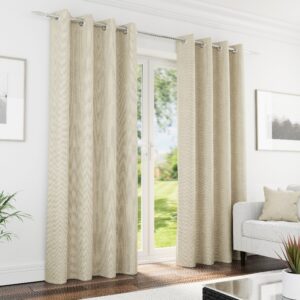 Knightsbridge Chenille Blackout Readymade Eyelet Curtains - Cream