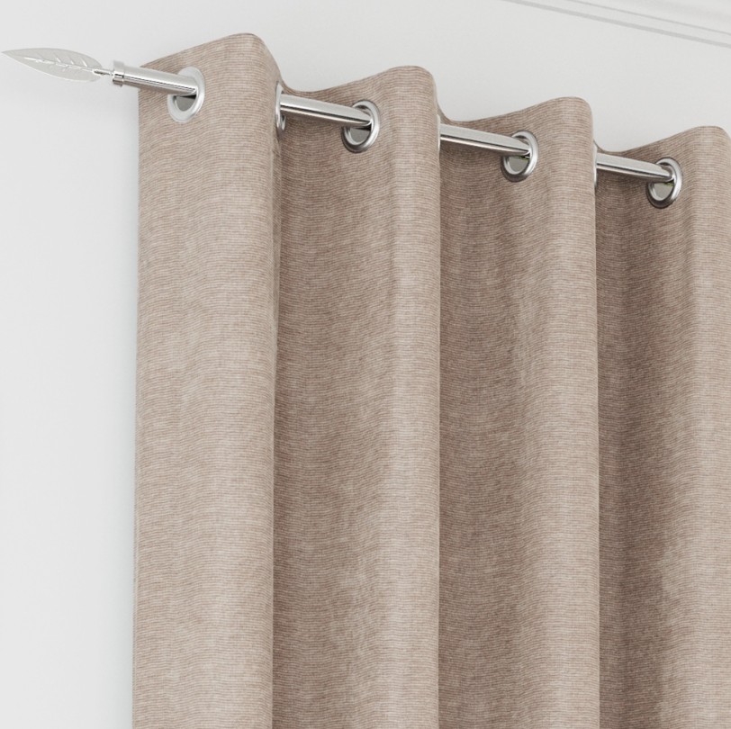 Knightsbridge Chenille Blackout Readymade Eyelet Curtains - Sand - Image 2