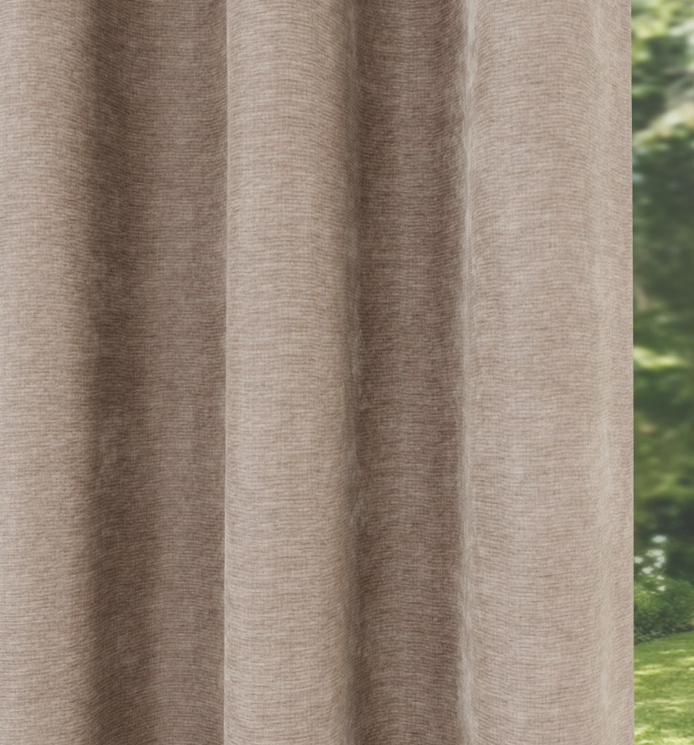 Knightsbridge Chenille Blackout Readymade Eyelet Curtains - Sand - Image 3
