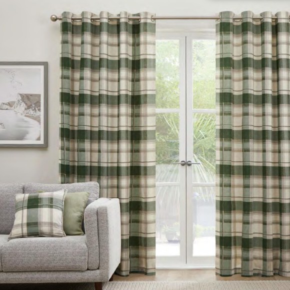 Edinburgh Tartan Eyelet Curtains - Slate - Image 7