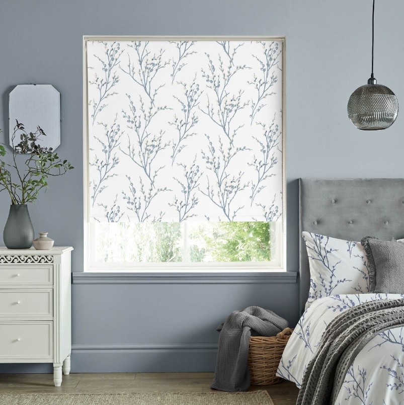 Laura Ashley Pussy Willow Seaspray Blackout Thermal Roller Blind - 120cm