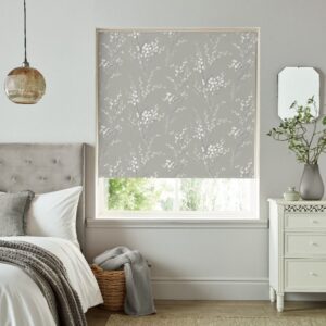 Laura Ashley Pussy Willow Steel Blackout Thermal Roller Blind - 120cm