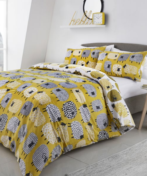Modern Sheep Duvet Set - Ochre