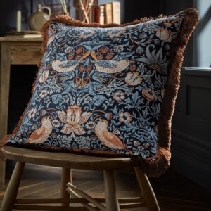 Alternative view of Strawberry Thief Cushion - Blue 50x50cm