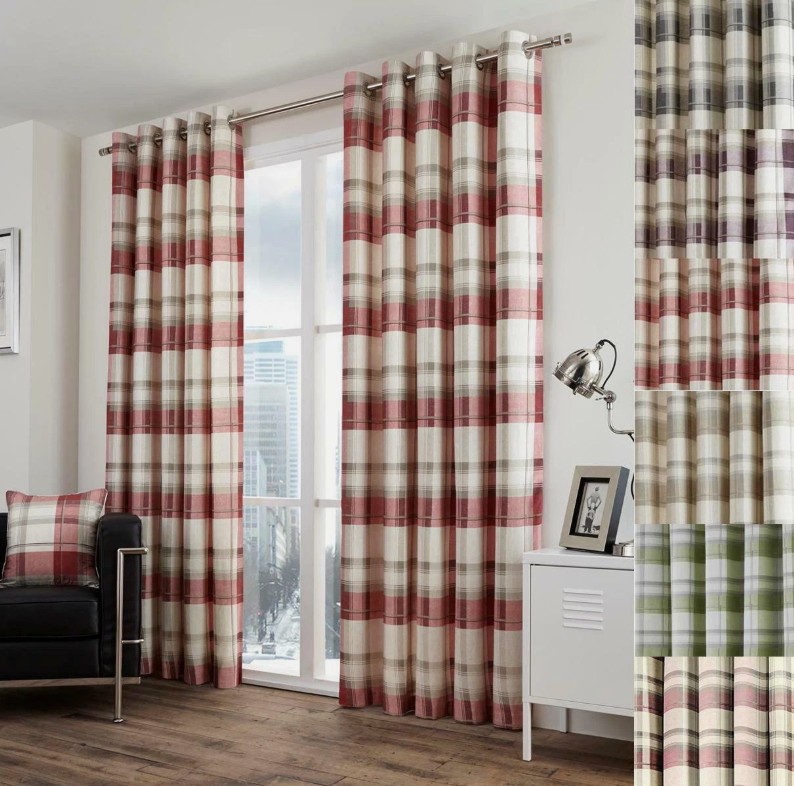 Edinburgh Tartan Eyelet Curtains - Slate - Image 2