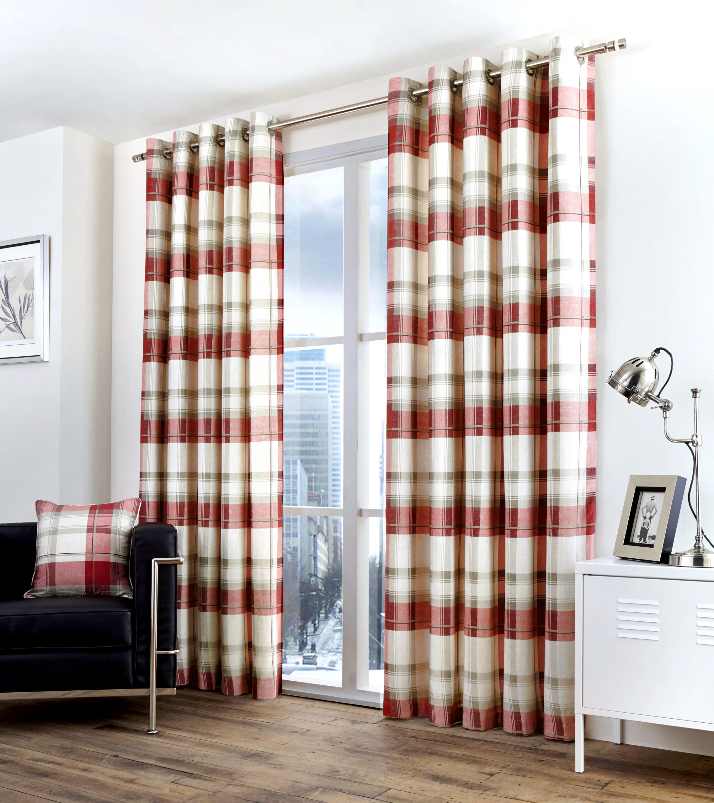 Edinburgh Tartan Eyelet Curtains - Slate - Image 5