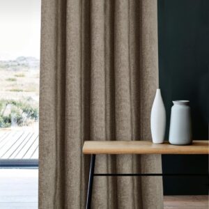 Alternative view of Virginia Heavyweight Plain Chenile Thermal Pencil Pleat Curtains - Earth