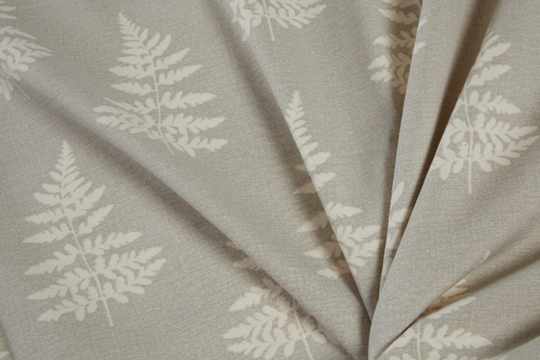 Asher Fern Leaf Design Eyelet Header Lined Curtains - Silver - Image 3