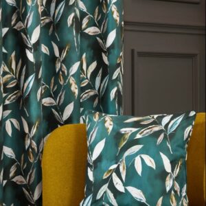 Maria Printed Floral Leaf Cushions 18"x18" - Bottle Green