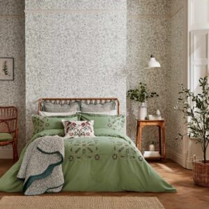 William Morris & Co  Brophy Duvet Cover Bedding Set in Green