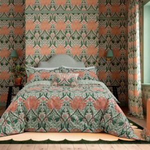 William Morris & Co Helena Duvet Cover Bedding Set in Peach & Teal