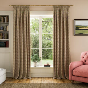 Joules Floral Foulard Pencil Pleat Lined 100% Cotton Slub Curtains - Ochre
