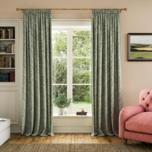 Joules Twilight Ditsy Pencil Pleat Lined 100% Cotton Slub Curtains - Green