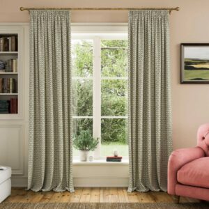 Joules Floral Foulard Pencil Pleat Lined 100% Cotton Slub Curtains - Creme/Multi