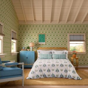 Joules Chintz Floral 100% Cotton Duvet Cover Set Including Pillowcase - Blue Creme