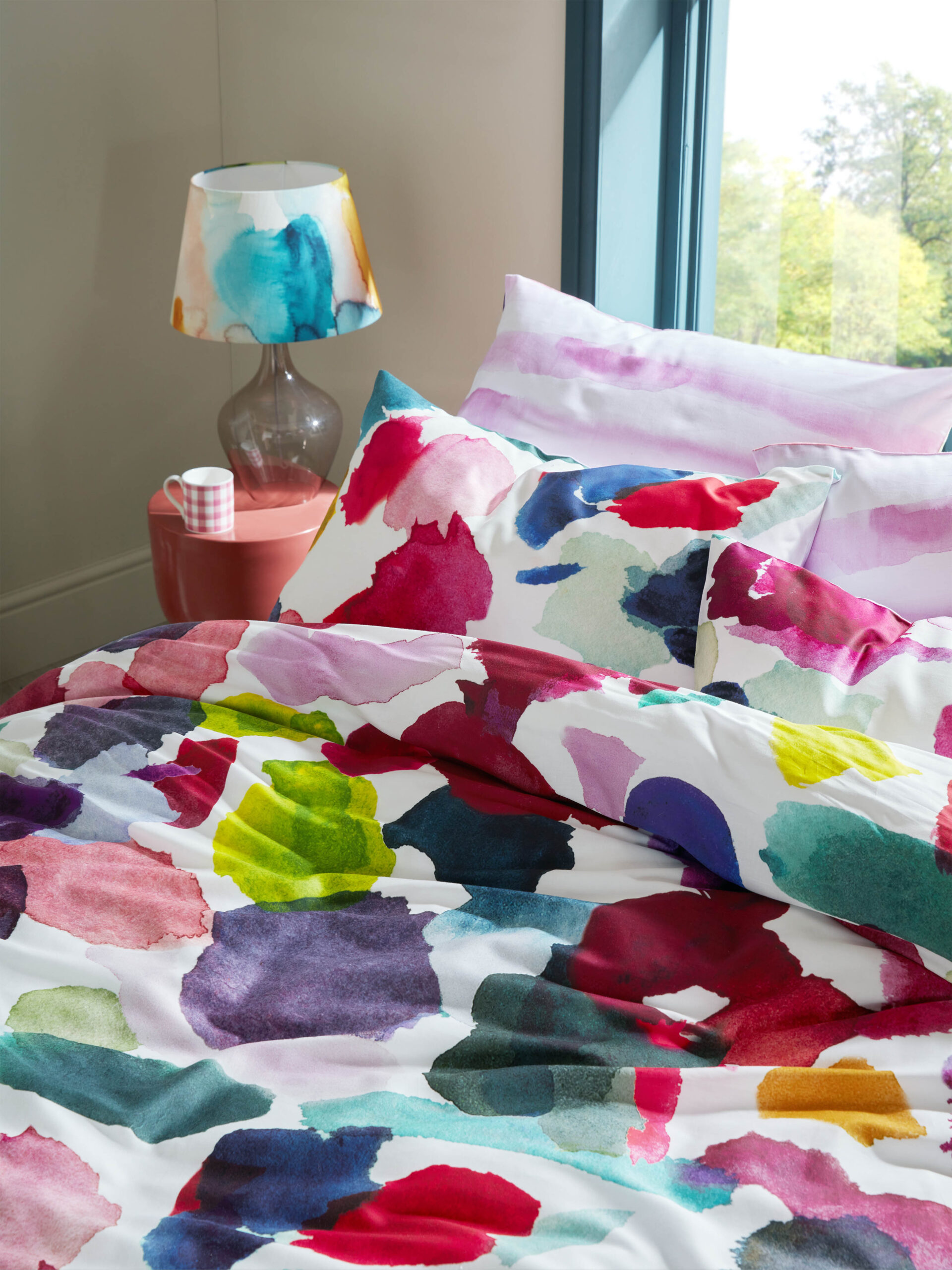 Bluebellgray Abstract 100% Cotton Sateen Duvet Cover Set - Fuchsia - Image 2