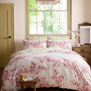 Bluebellgray Cherry Blossom 100% Cotton Duvet Cover Set - Pink