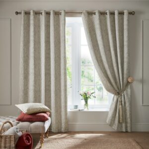 Laura Ashley Coulderton Eyelet Curtains In Natural - Half Price Sale