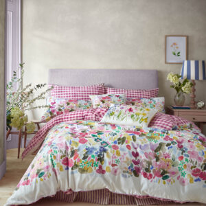 Bluebellgray Flora 100% Cotton Duvet Cover Set - Cerise