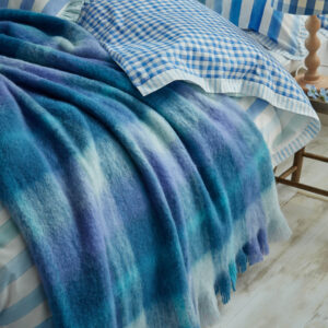 Bluebellgray Highland Check Throw 130x170cm - Sea Blue