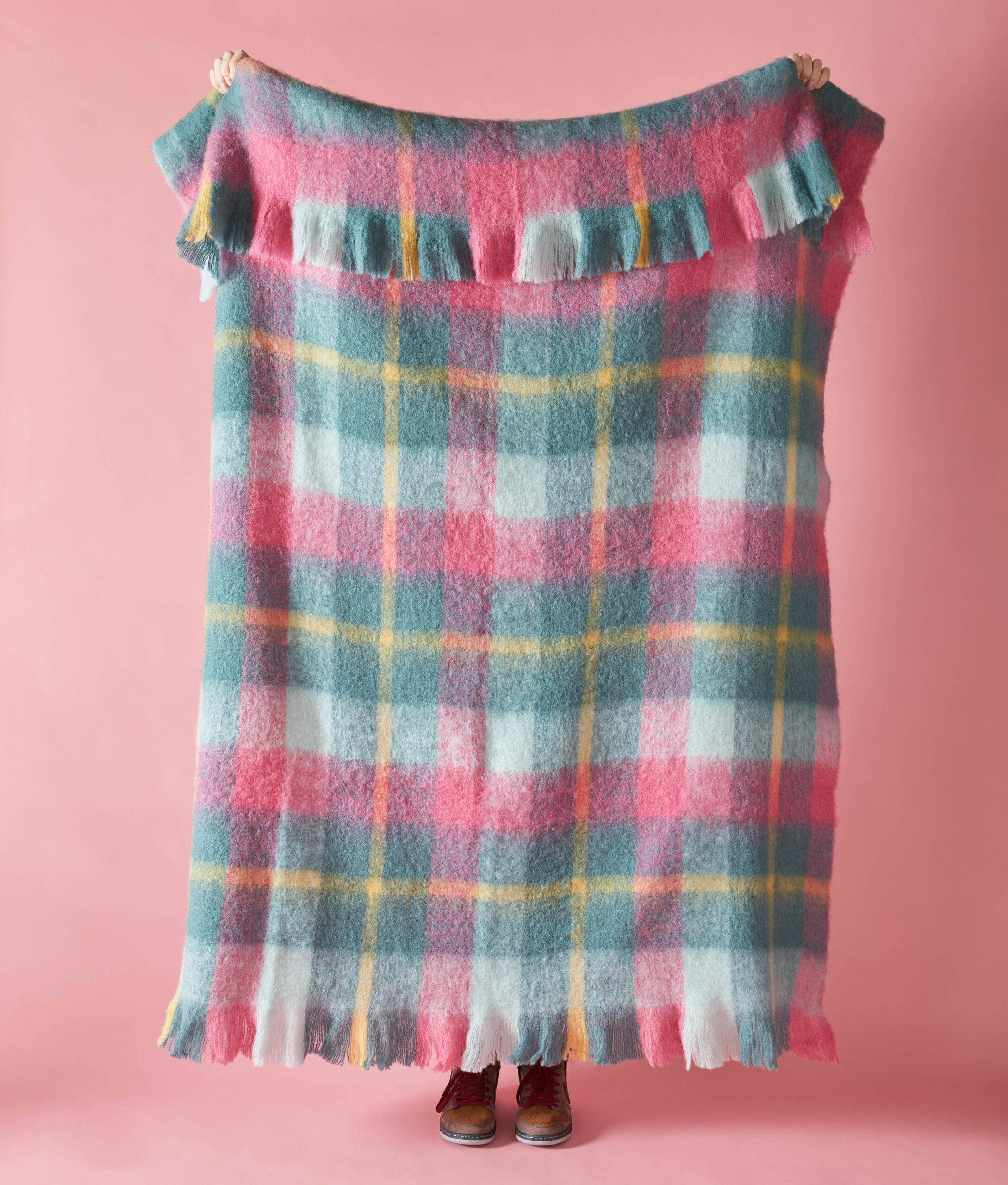 Bluebellgray Highland Check Throw 130x170cm - Teal Pink - Image 3