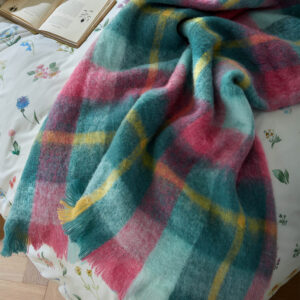 Bluebellgray Highland Check Throw 130x170cm - Teal Pink