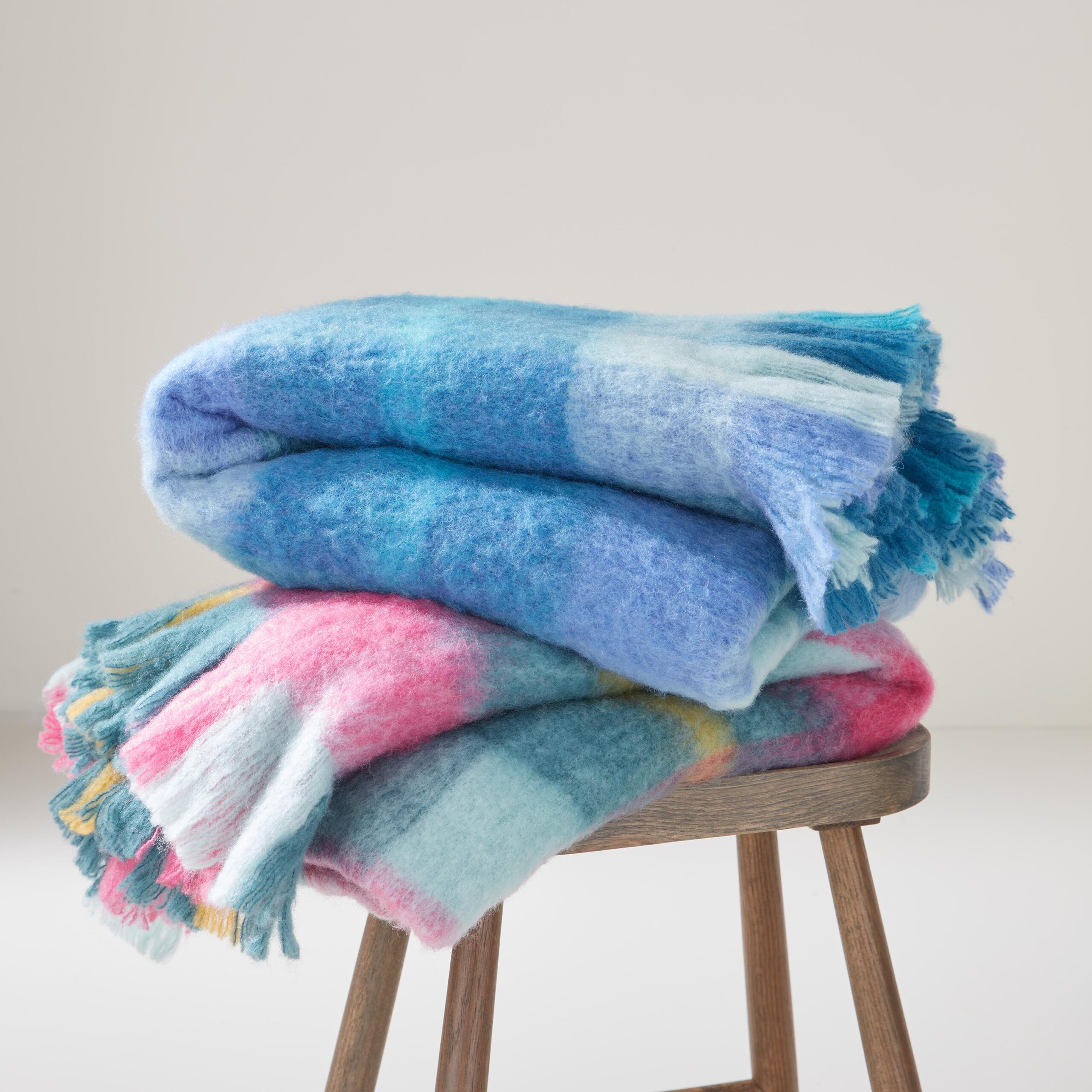Bluebellgray Highland Check Throw 130x170cm - Teal Pink - Image 2