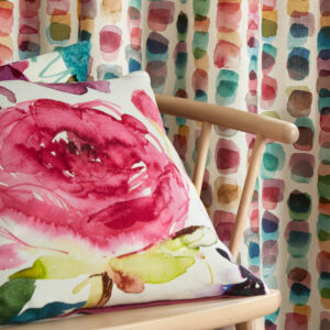 Bluebellgray Rose Microfibre Filled 100% Cotton Cushion 45 x 45cm - Fuchsia